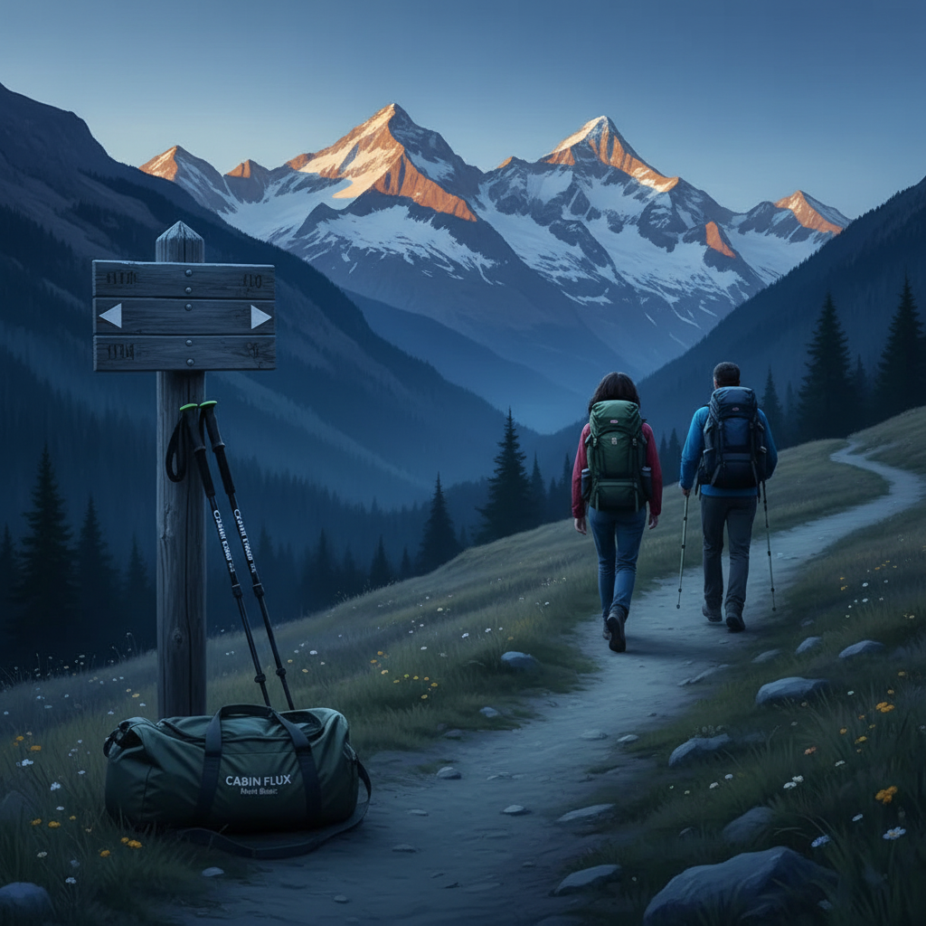 Alpine trail with Mont Blanc poles